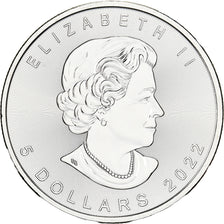 Canadá, Elizabeth II, 5 Dollars, Maple Leaf, 2022, Royal Canadian Mint, Plata