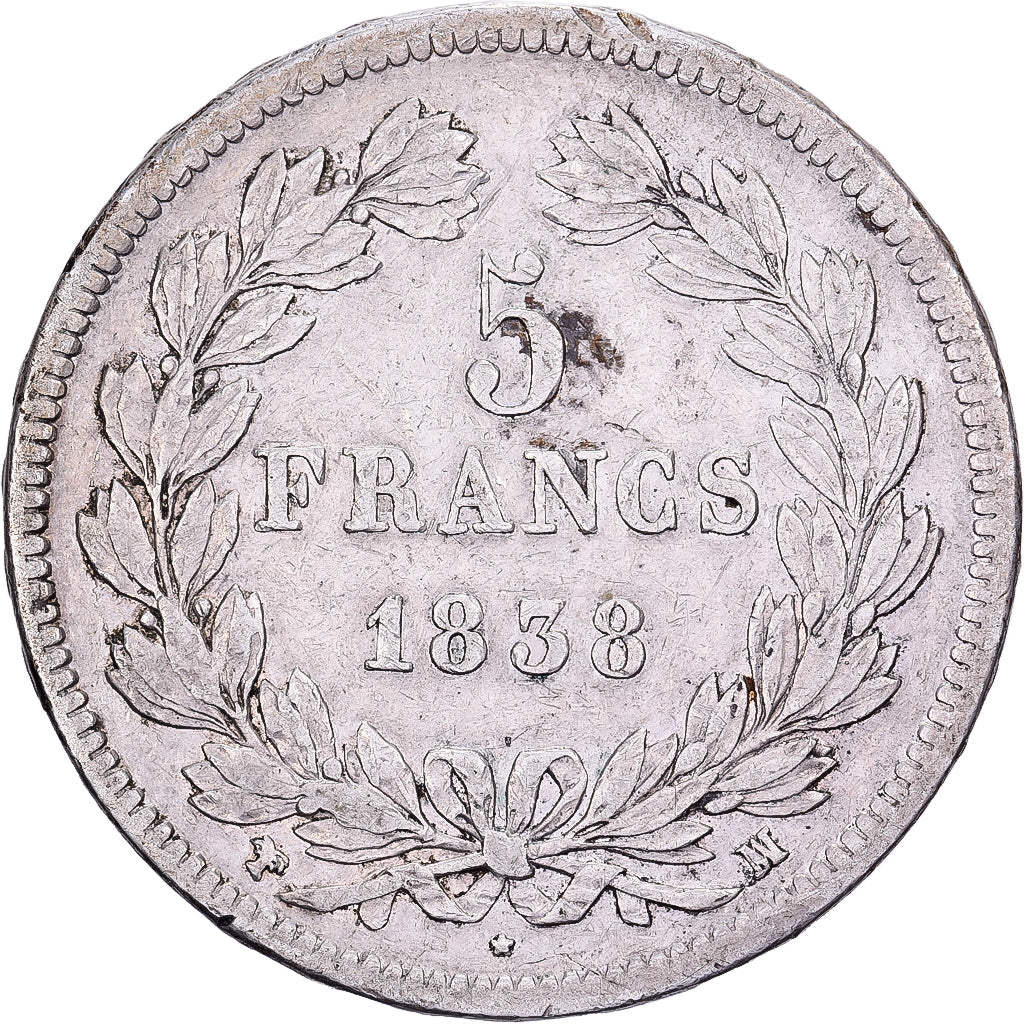 France, Louis-Philippe Ier, 5 Francs, 1838, Marseille, Argent, TB+, Gadoury:678
