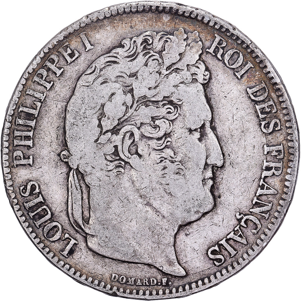 Francia, Louis Philippe I, 5 Francs, 1838, Marseille, Plata, BC+, Gadoury:678