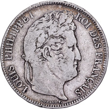 Francia, Louis Philippe I, 5 Francs, 1838, Marseille, Plata, BC+, Gadoury:678