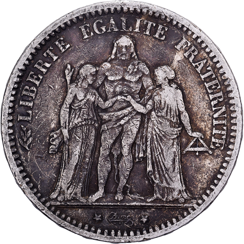 Francja, 5 Francs, Camélinat, 1871, Paris, Srebro, EF(40-45), Gadoury:744