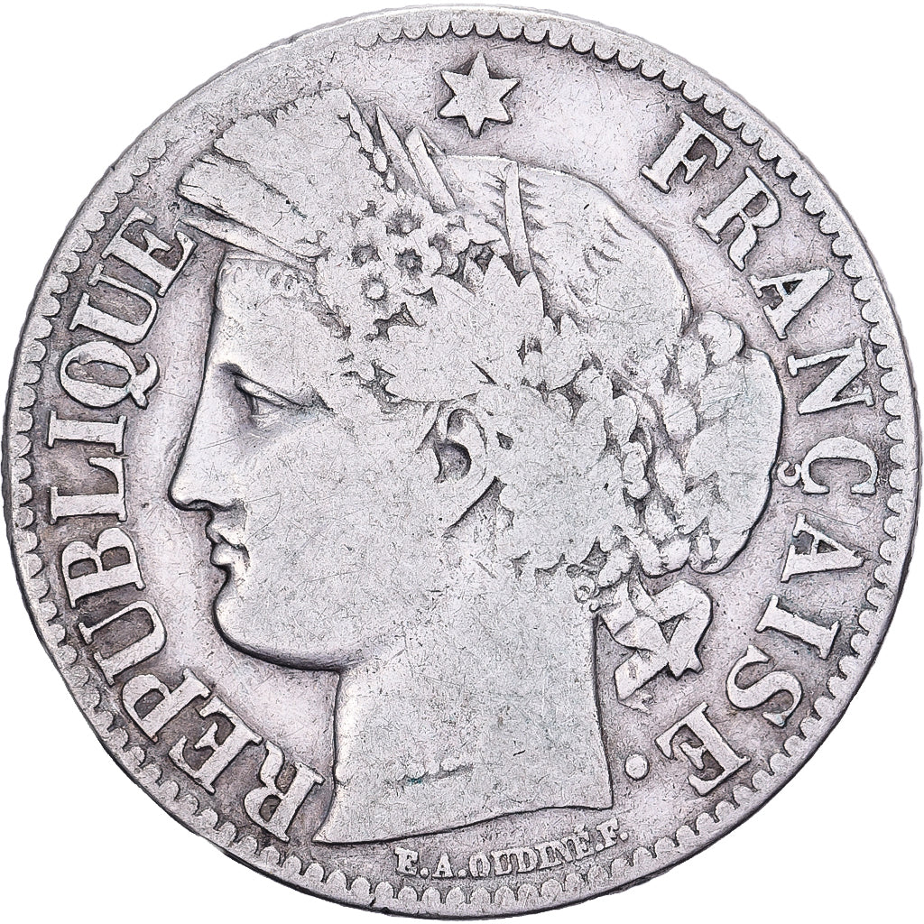 Frankrijk, 2 Francs, Cérès, 1871, Bordeaux, Large K, Zilver, FR, Gadoury:530