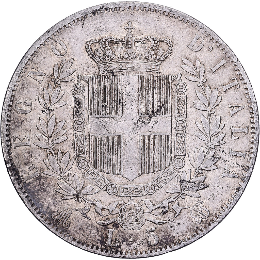 Itália, Vittorio Emanuele II, 5 Lire, 1869, Milan, Prata, EF(40-45), KM:8.4
