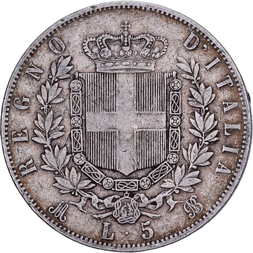 Italy, Vittorio Emanuele II, 5 Lire, 1875, Milan, Silver, EF(40-45), KM:8.4