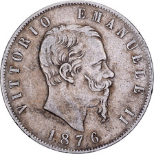 Italy, Vittorio Emanuele II, 5 Lire, 1876, Rome, Silver, EF(40-45), KM:8.4