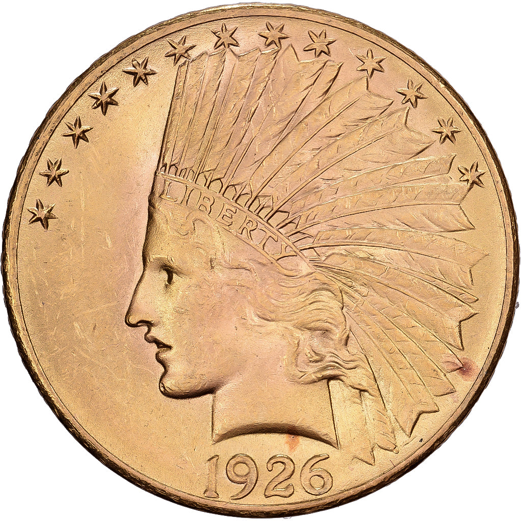 Stati Uniti, 10 Dollars, Indian Head, 1926, Philadelphia, Oro, BB+, KM:130