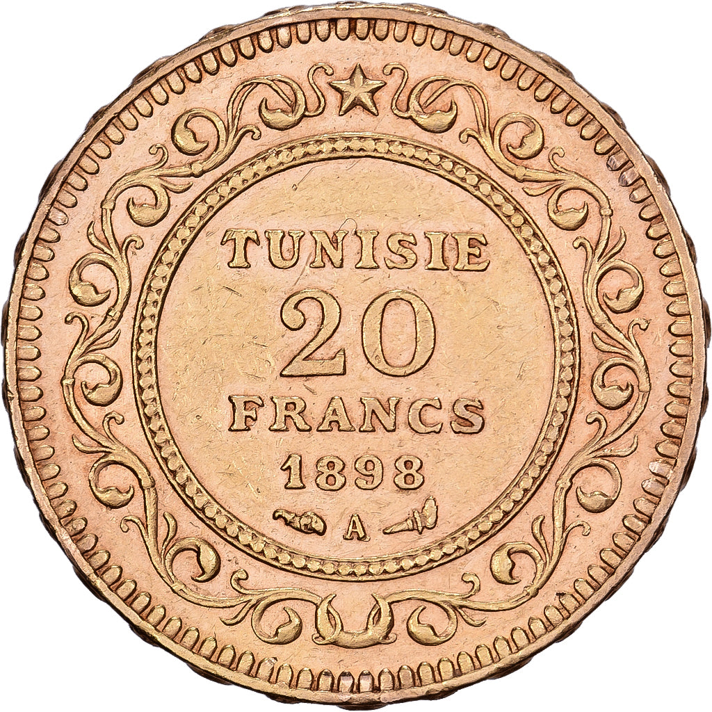 Tunisie, Ali III, 20 Francs, 1898, Paris, Or, TTB+, KM:227