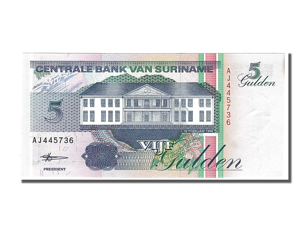 Banknote, Suriname, 5 Gulden, 1998, 1998-02-10, UNC(65-70)