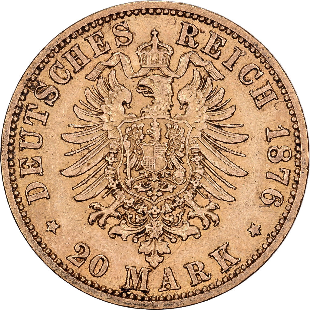 Kingdom of Prussia, Wilhelm I, 20 Mark, 1876, Berlin, Oro, BB+, KM:505