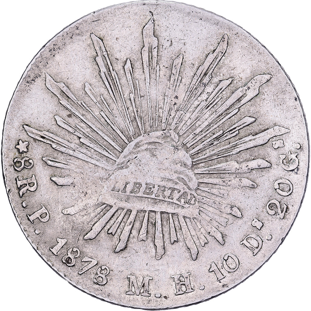 Messico, 8 Reales, 1878, San Luis Potosi, Argento, BB