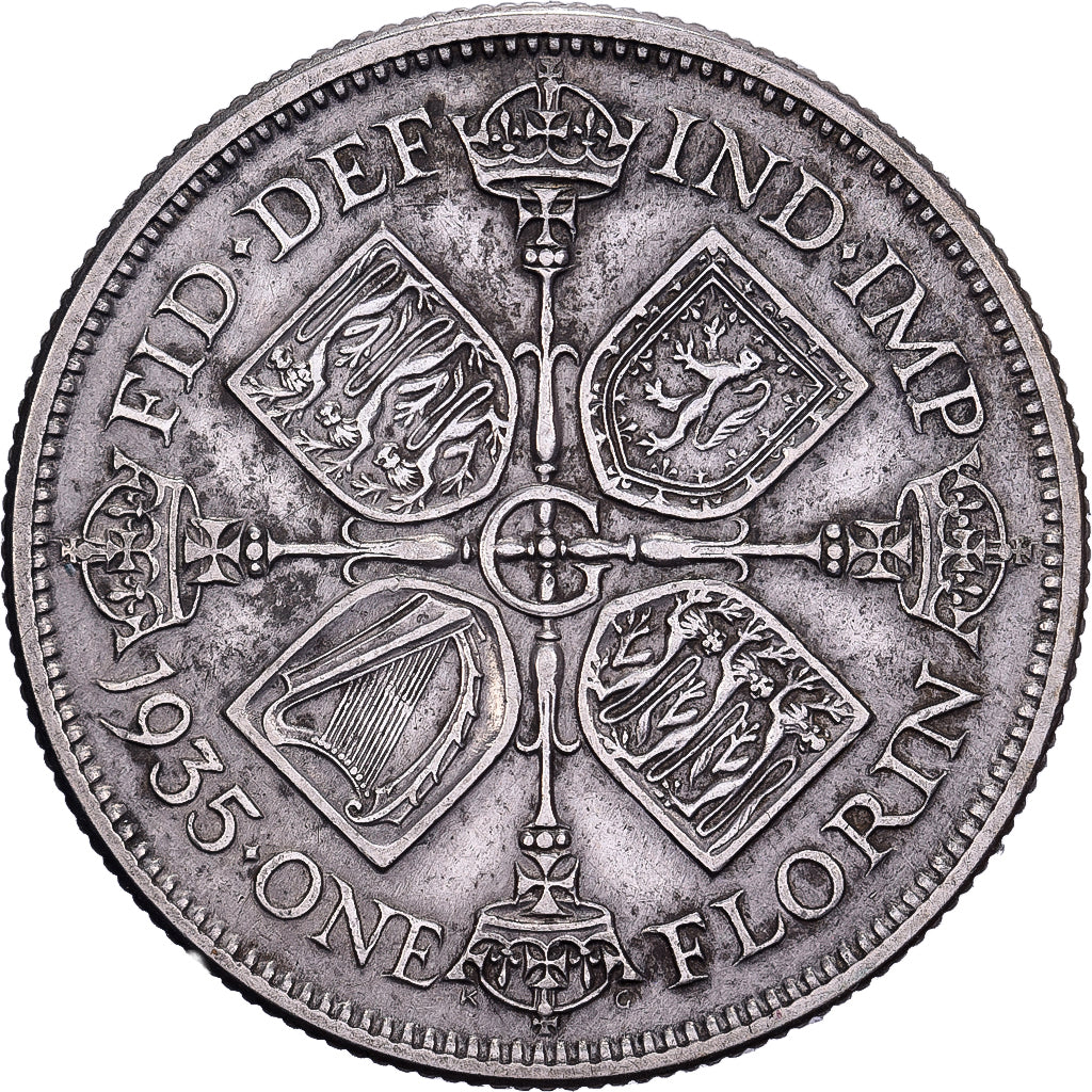 Gran Bretagna, George V, Florin, Two Shillings, 1935, Argento, MB+, KM:834