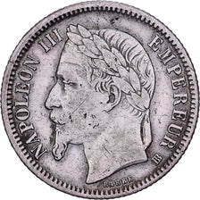 Francia, Napoleon III, Franc, 1867, Strasbourg, Large BB, Plata, BC+