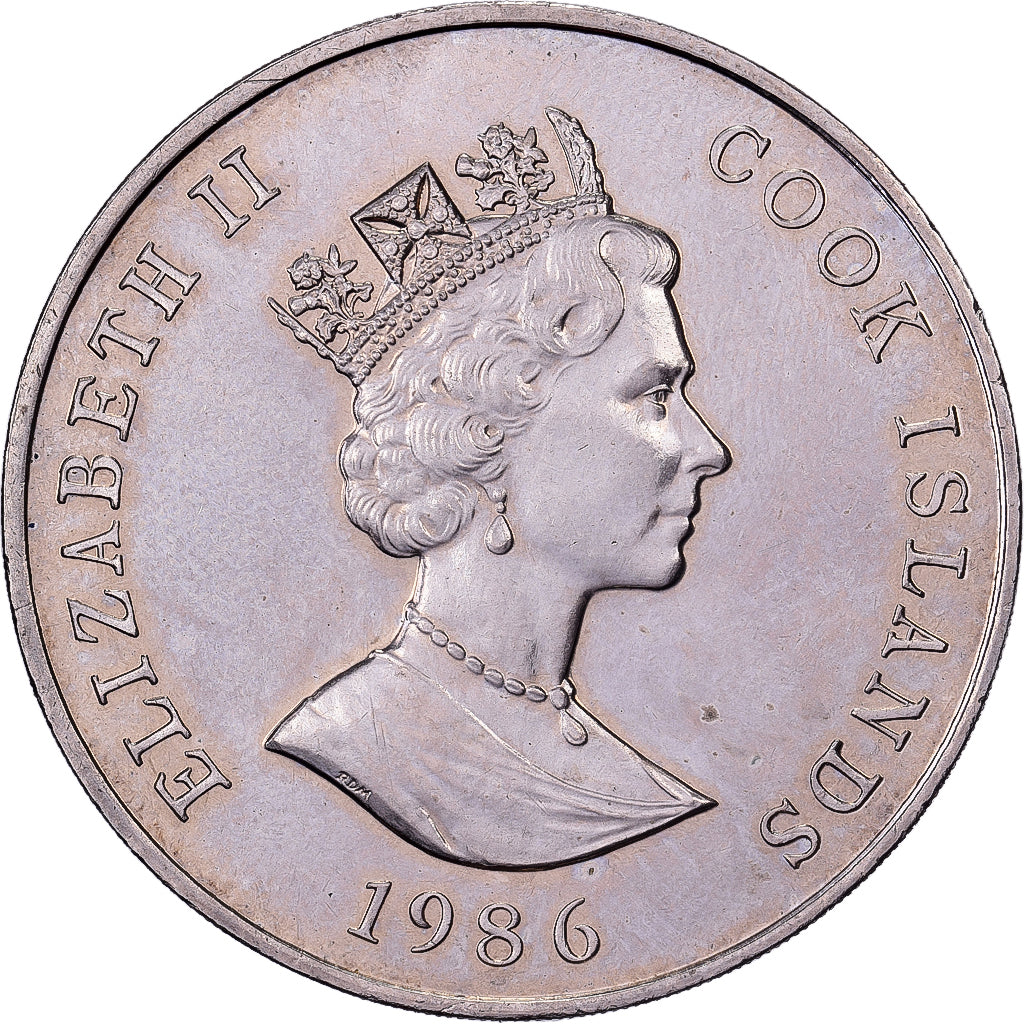 Cookinseln, Elizabeth II, Dollar, 1986, British Royal Mint, Kupfer-Nickel, UNZ
