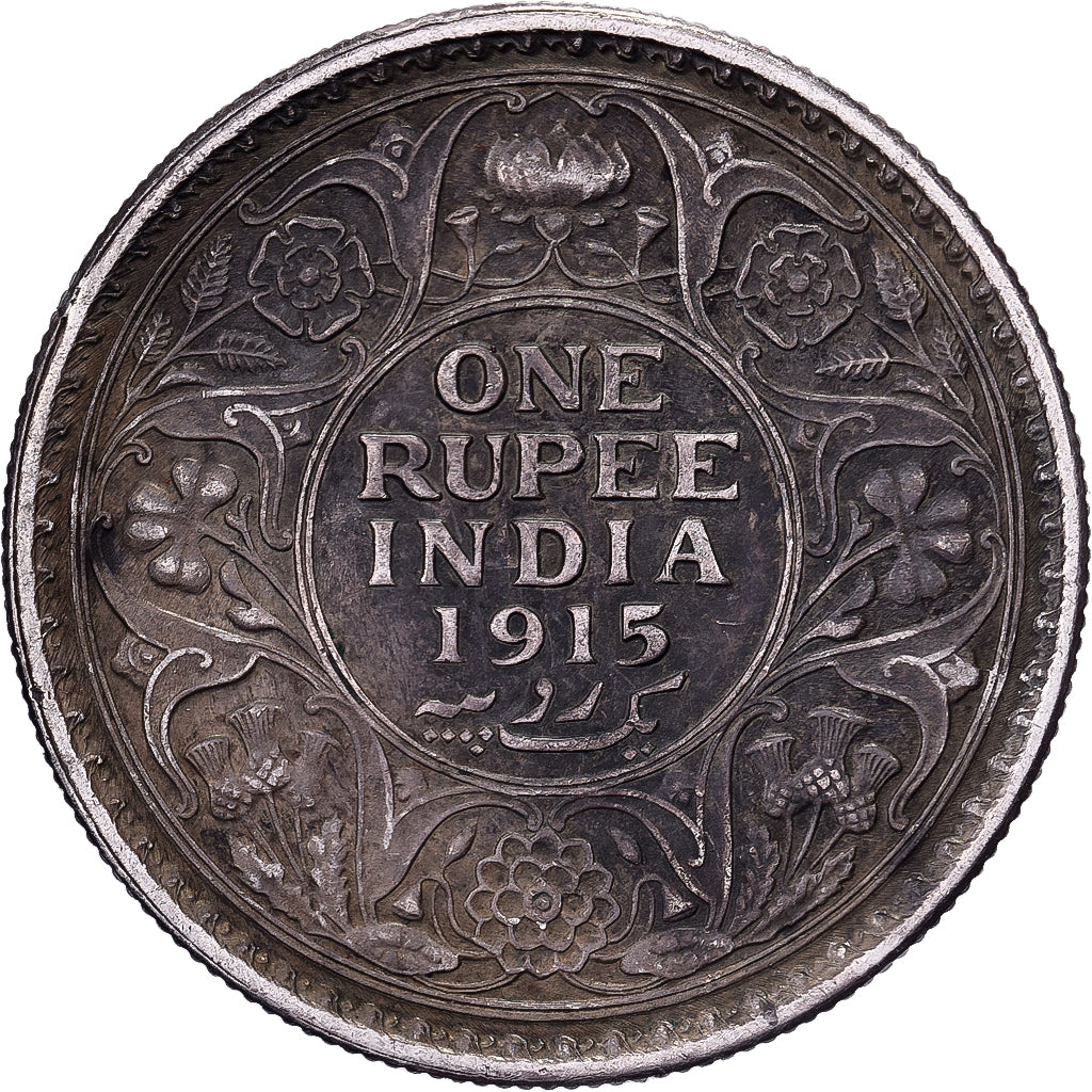 Índia, George V, Rupee, 1915, Calcutta, Prata, AU(55-58), KM:524