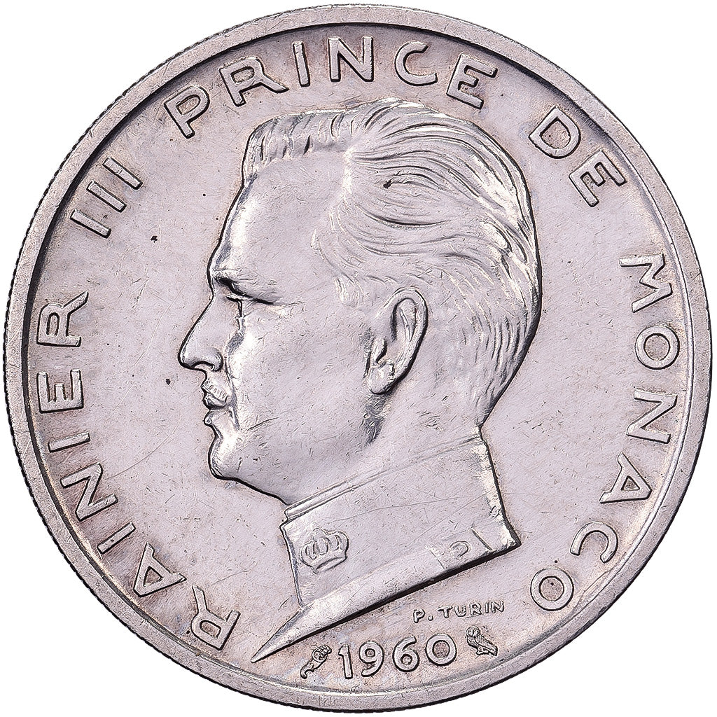Monaco, Rainier III, 5 Francs, 1960, Paris, Silver, AU(55-58), KM:141