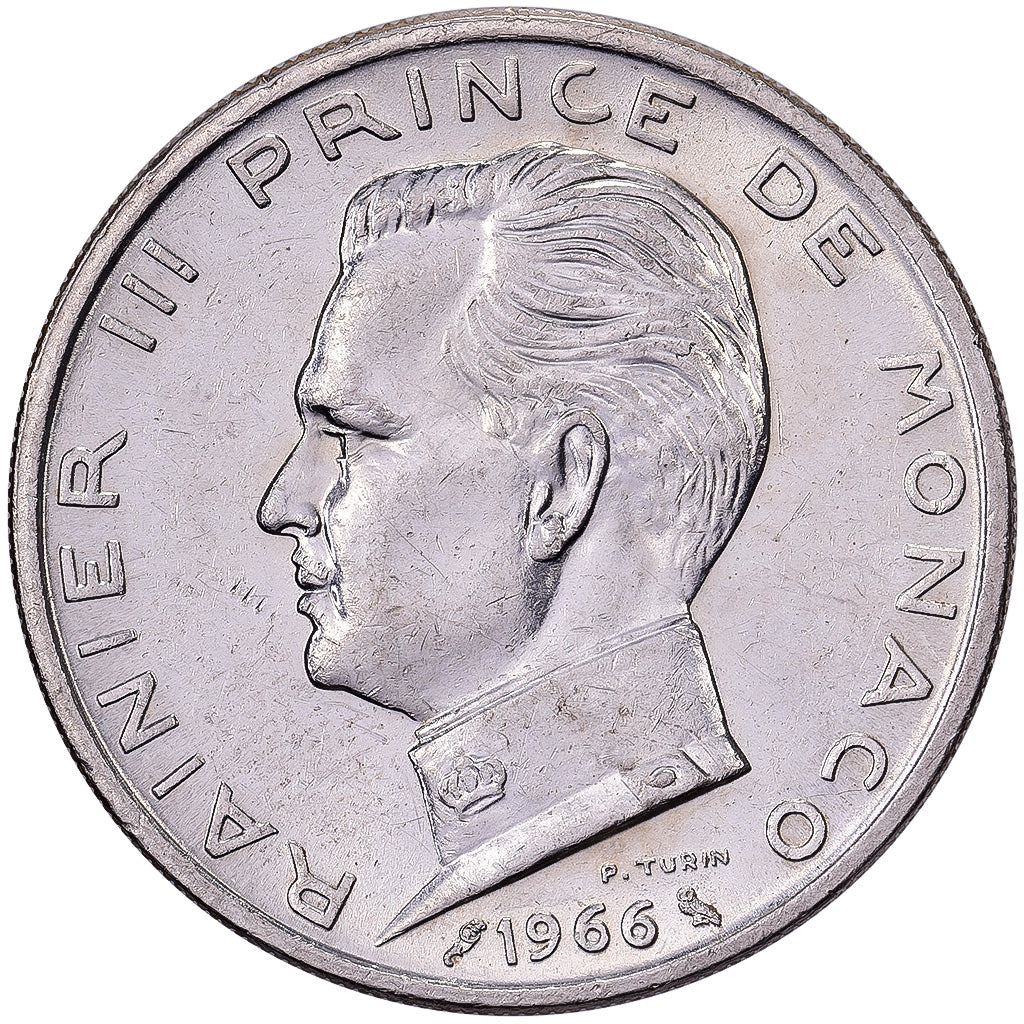 Monaco, Rainier III, 5 Francs, 1966, Paris, Silver, AU(55-58), KM:141
