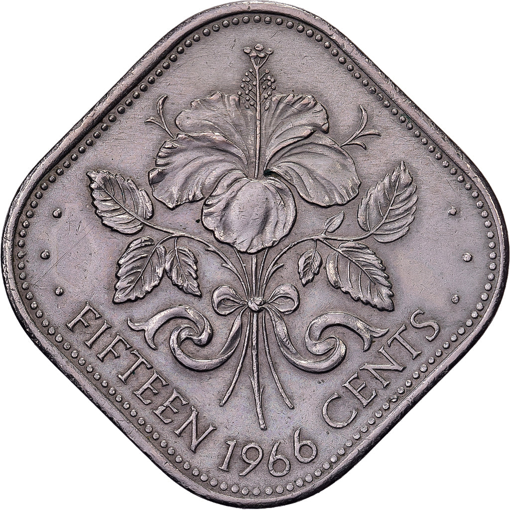 Bahamas, Elizabeth II, 15 Cents, 1966, British Royal Mint, Cobre - níquel, SC