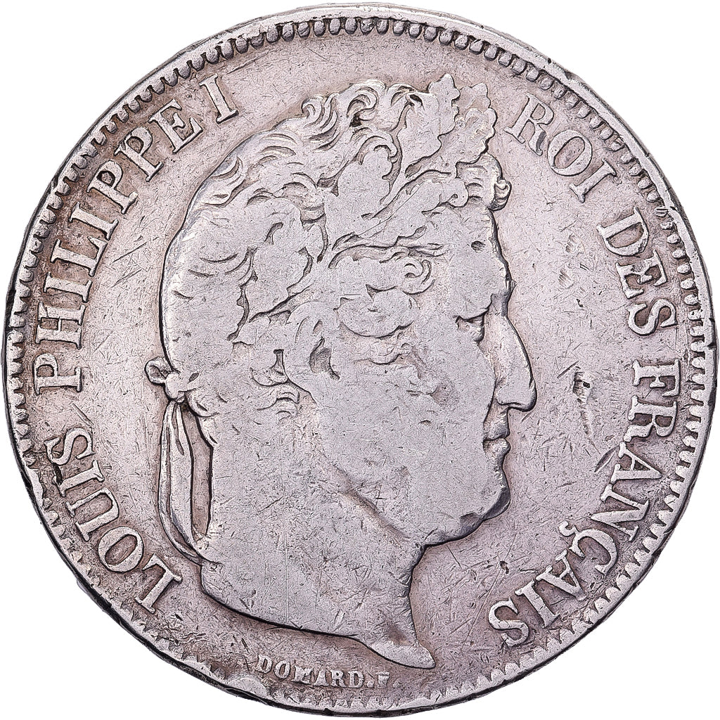 Francia, Louis Philippe I, 5 Francs, 1833, Lyon, Argento, MB+, Gadoury:678, Le