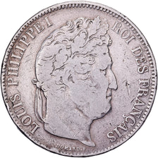 Francia, Louis Philippe I, 5 Francs, 1833, Lyon, Argento, MB+, Gadoury:678, Le