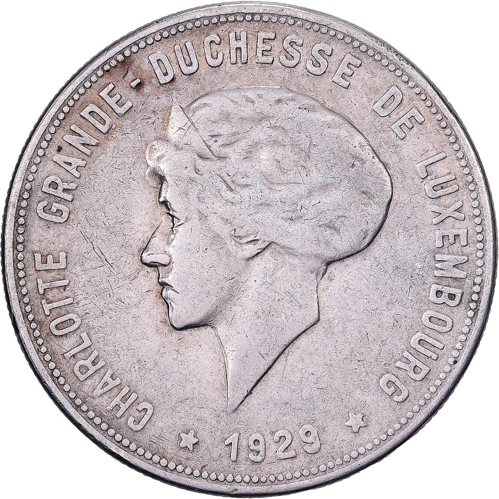 Luxembourg, Charlotte, 10 Francs, 1929, Stuttgart, Silver, AU(55-58), KM:39
