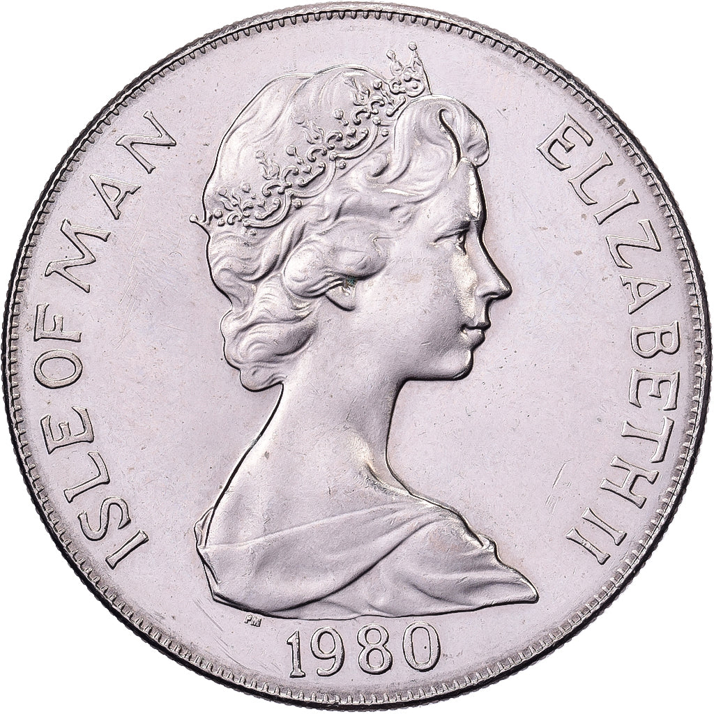Wyspa Man, Elizabeth II, Crown, 1980, Pobjoy Mint, Miedź-Nikiel, AU(50-53)