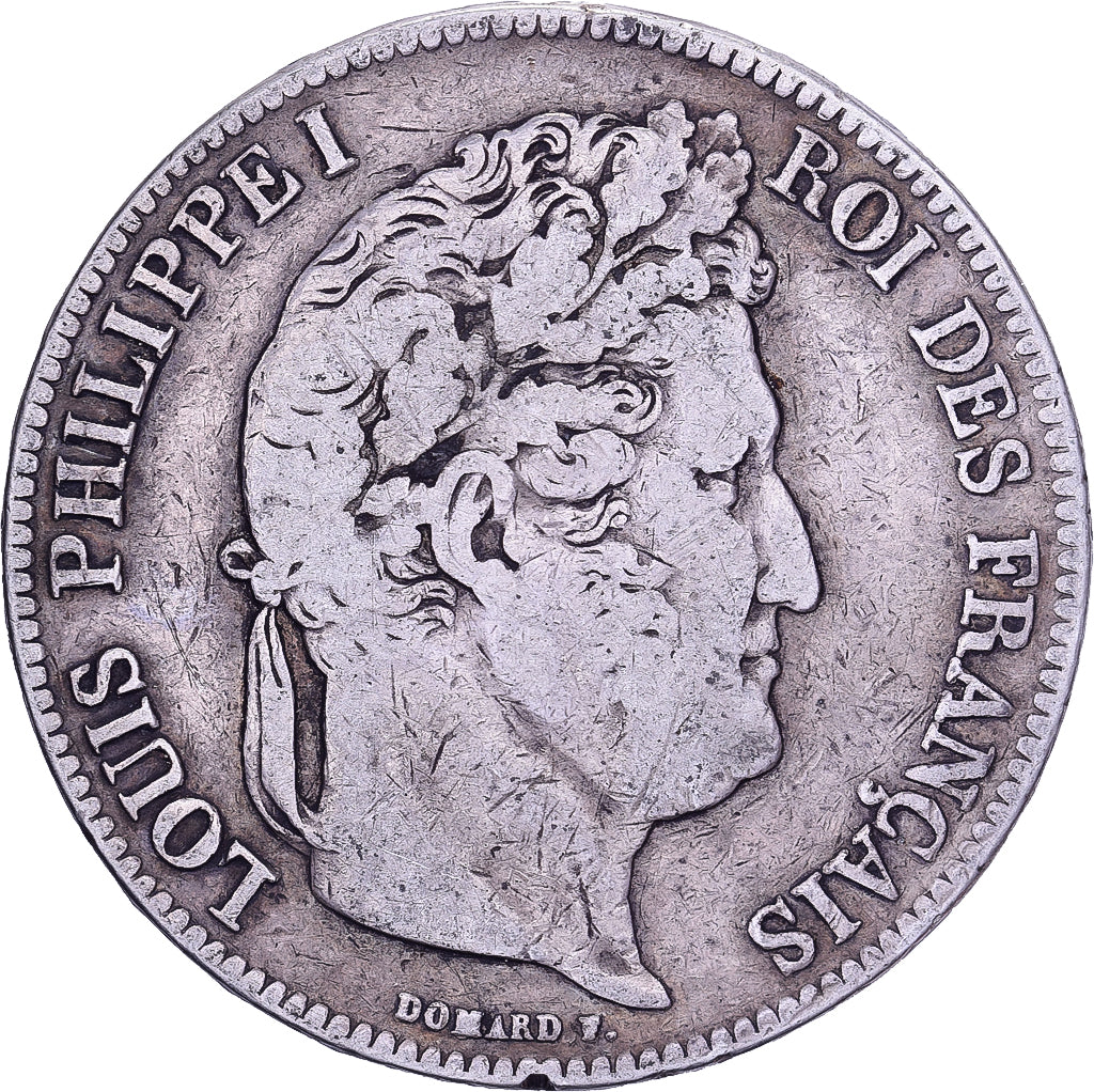 Francja, Louis Philippe I, 5 Francs, 1834, Rouen, Srebro, VF(30-35)