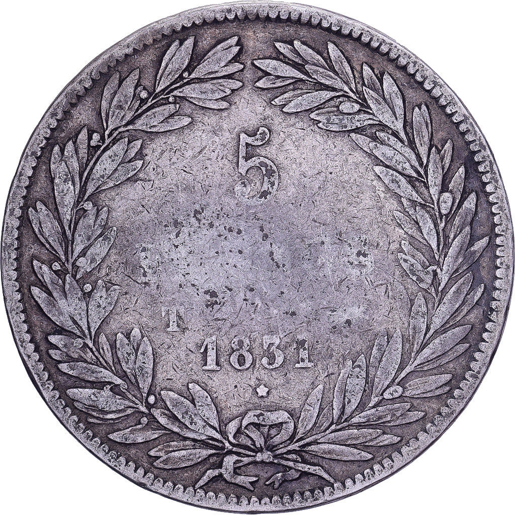 France, Louis-Philippe Ier, 5 Francs, 1831, Nantes, Argent, B+, Gadoury:676, Le