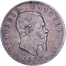 Italie, Vittorio Emanuele II, 5 Lire, 1873, Milan, Argent, TTB, KM:8.3