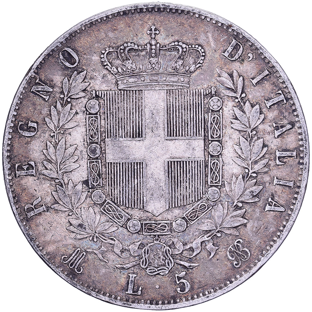Italie, Vittorio Emanuele II, 5 Lire, 1873, Milan, Argent, TTB, KM:8.3