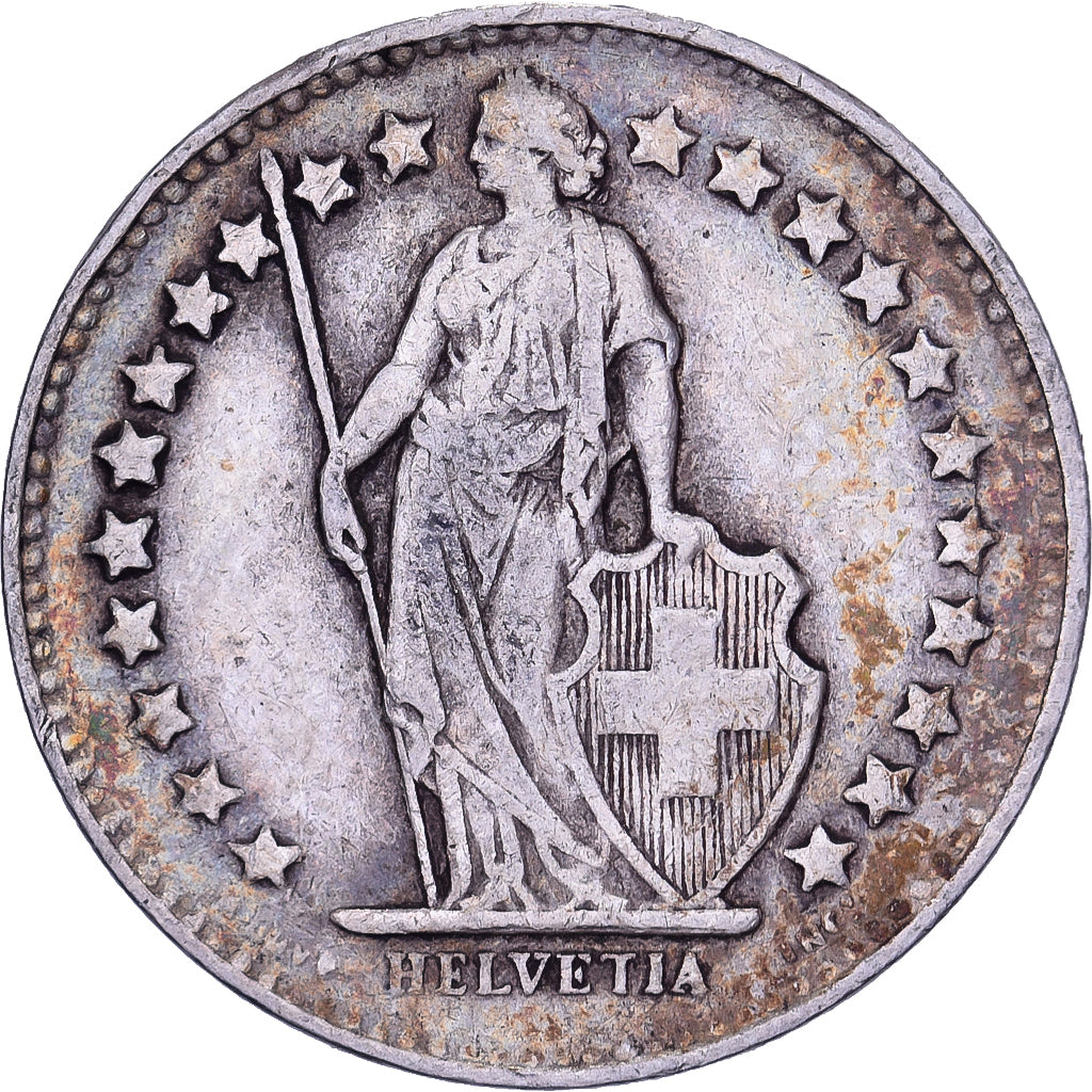 Suiza, 1/2 Franc, Helvetia, 1943, Bern, Plata, MBC, KM:23