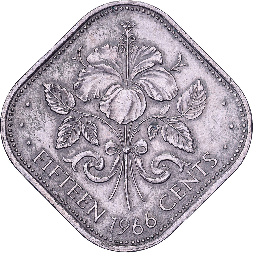 Bahamy, Elizabeth II, 15 Cents, 1966, British Royal Mint, Miedź-Nikiel