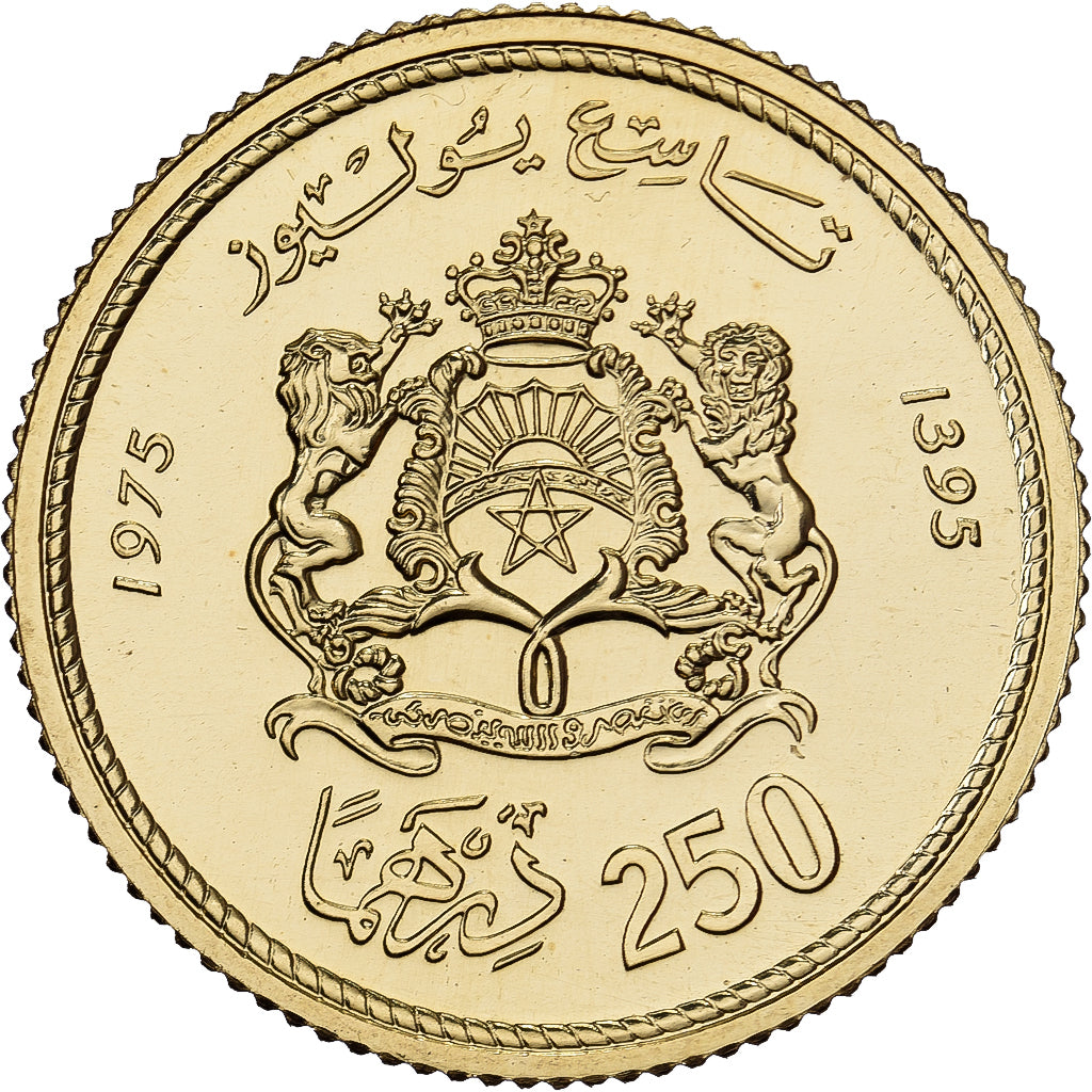 Morocco, Hassan II, 250 Dirhams, Birthday., 1975, British Royal Mint, Gold