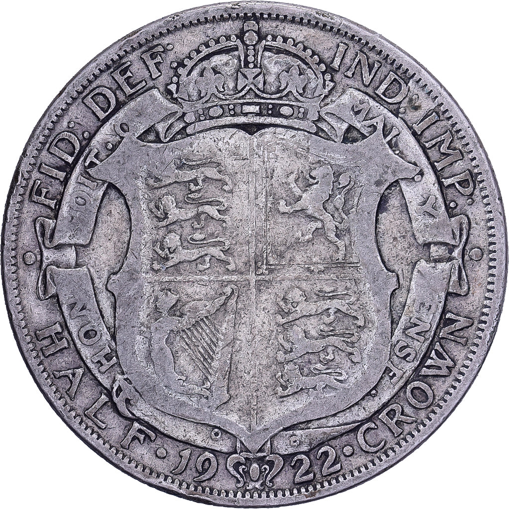 Grã-Bretanha, George V, Half crown, 1922, British Royal Mint, Prata, EF(40-45)