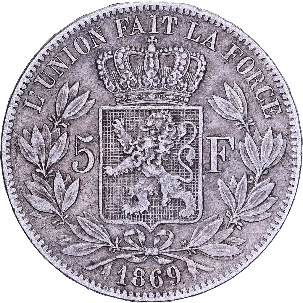 Belgio, Leopold II, 5 Francs, 1869, Royal Belgium Mint, Argento, SPL-, KM:24