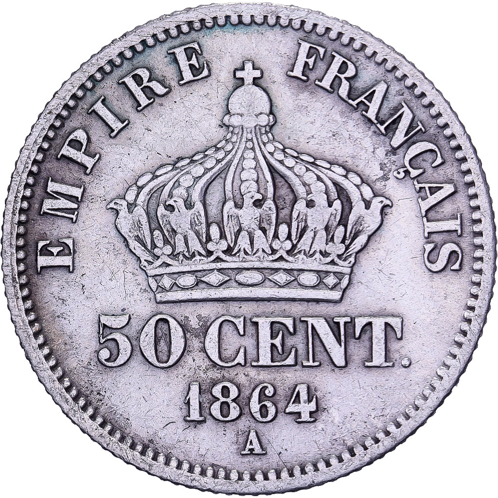 Frankreich, Napoleon III, 50 Centimes, 1864, Paris, Silber, SS, Gadoury:417, Le