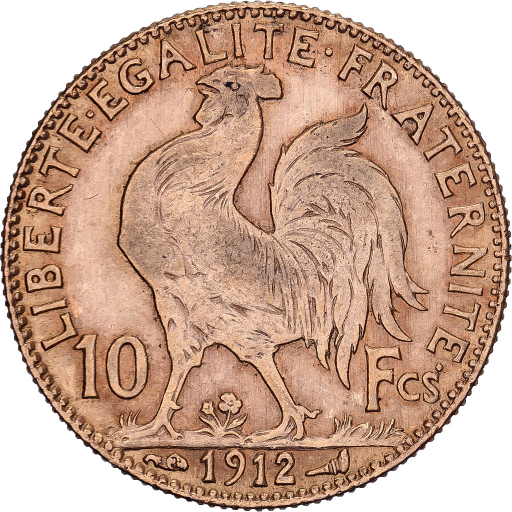 Frankreich, 10 Francs, Rooster, 1912, Paris, Marianne, Gold, S+, Gadoury:1017