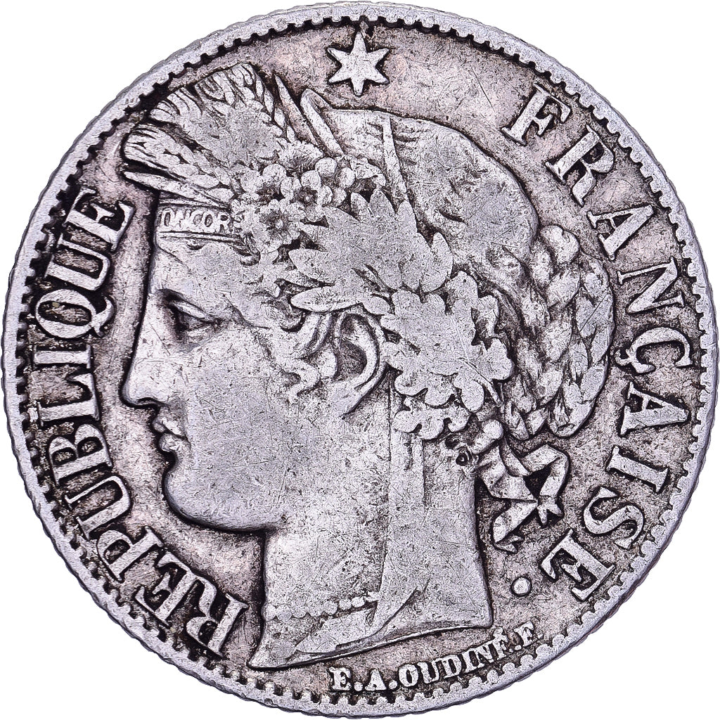 France, Franc, Cérès, 1887, Paris, Silver, EF(40-45), Gadoury:465, Le