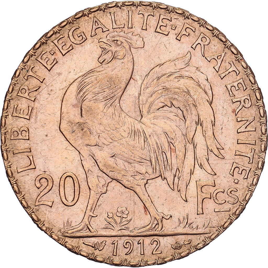 Francia, 20 Francs, Rooster, 1912, Paris, Marianne, Oro, SPL-, Gadoury:1064a, Le