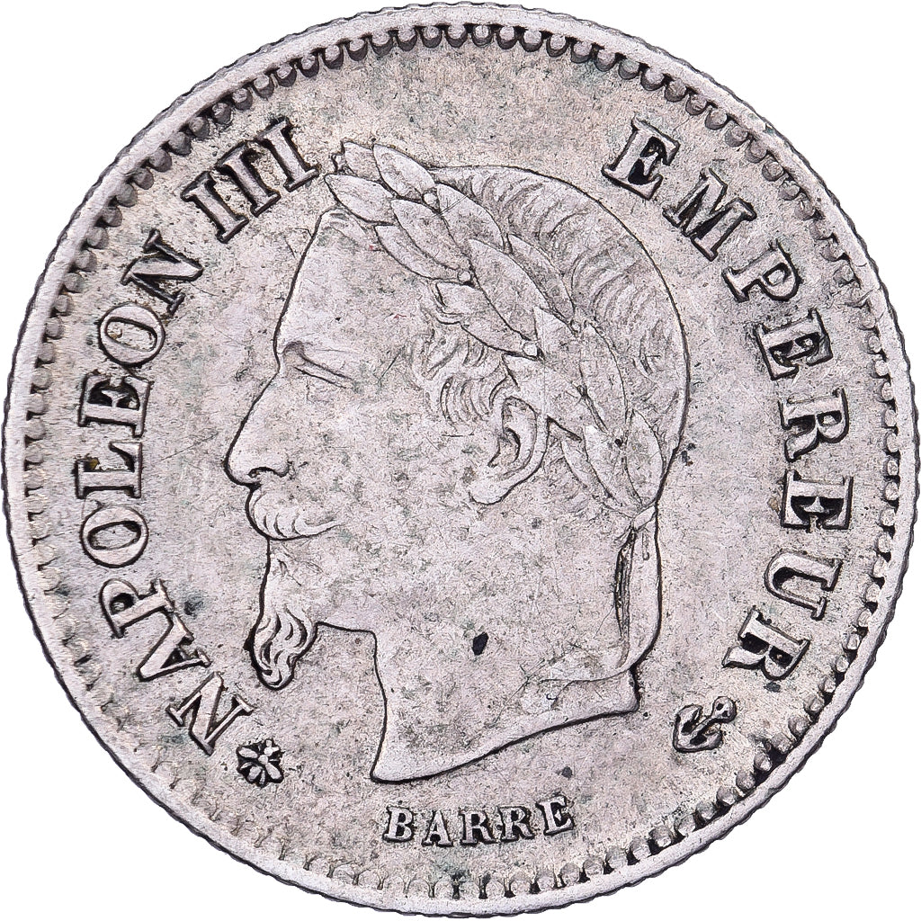 Frankrijk, Napoleon III, 20 Centimes, 1867, Paris, large flan, Zilver, FR+