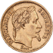 France, Napoleon III, 20 Francs, 1863, Paris, Gold, AU(50-53), Gadoury:1062, Le