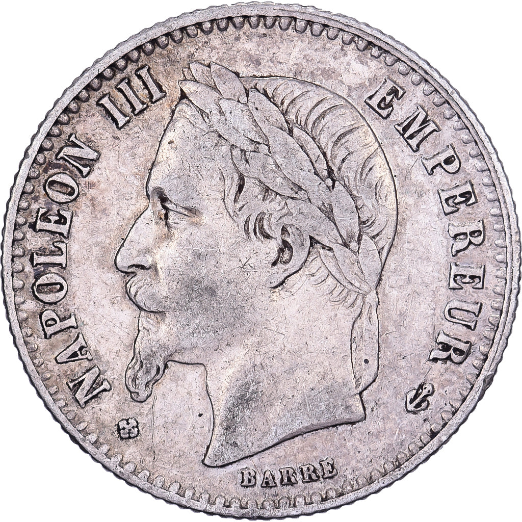 Francja, Napoleon III, 50 Centimes, 1867, Strasbourg, Srebro, VF(30-35)