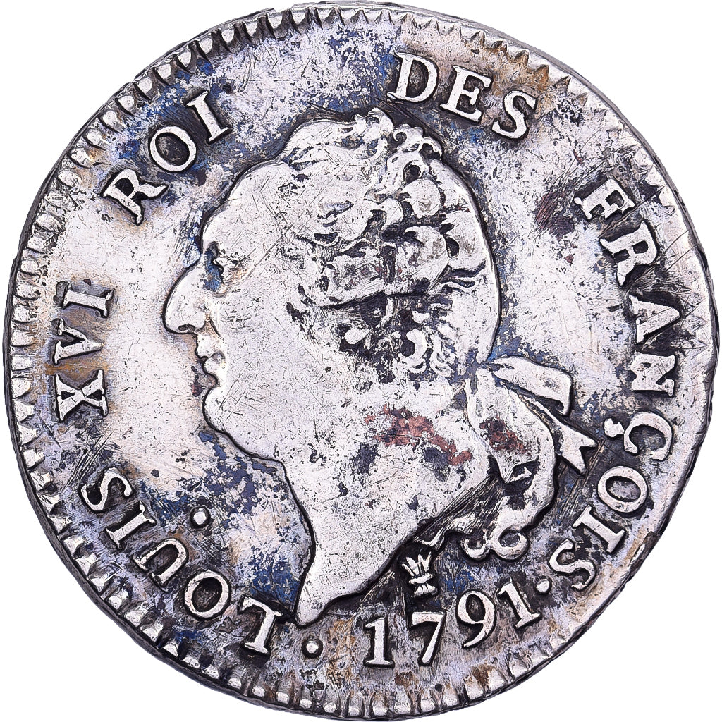 France, Louis XVI, 30 Sols, Génie, 1791, Limoges, FRANÇOIS, Argent, TB+