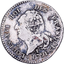 France, Louis XVI, 30 Sols, Génie, 1791, Limoges, FRANÇOIS, Silver, VF(30-35)