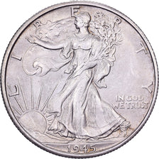 United States, Half Dollar, Walking Liberty, 1945, San Francisco, Silver