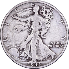 USA, Half Dollar, Walking Liberty, 1943, San Francisco, Srebro, VF(20-25)