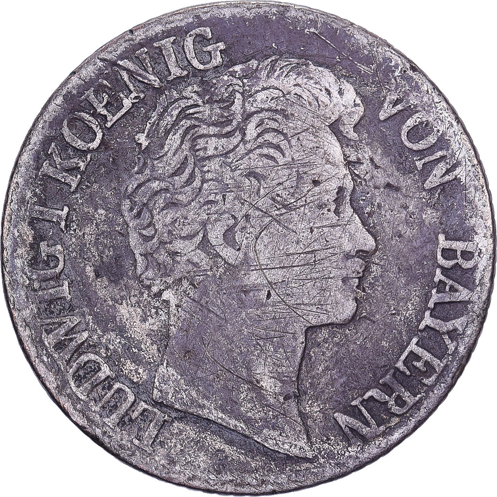 Kingdom of Bavaria, Ludwig I, 6 Kreuzer, 1835, Munich, Vellón, BC+, KM:748