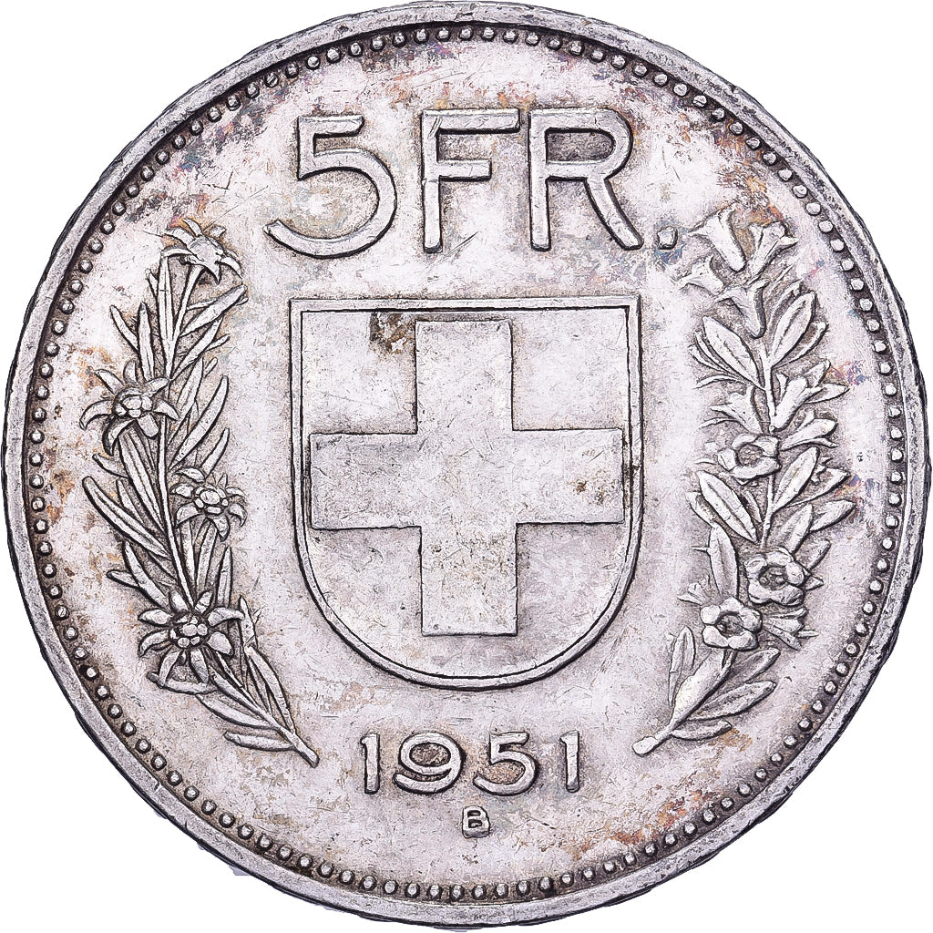 Switzerland, 5 Francs, Herdsman, 1951, Bern, Silver, EF(40-45), KM:40