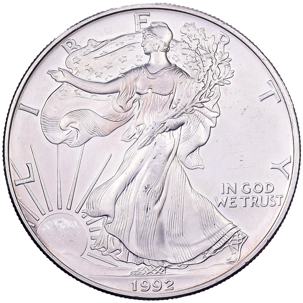 United States, Dollar, American Eagle, 1992, Philadelphia, Silver, AU(55-58)