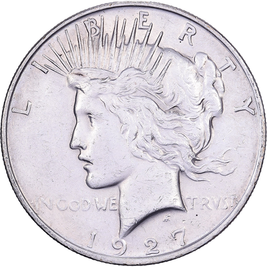 United States, Dollar, Peace, 1927, Denver, Silver, AU(50-53), KM:150