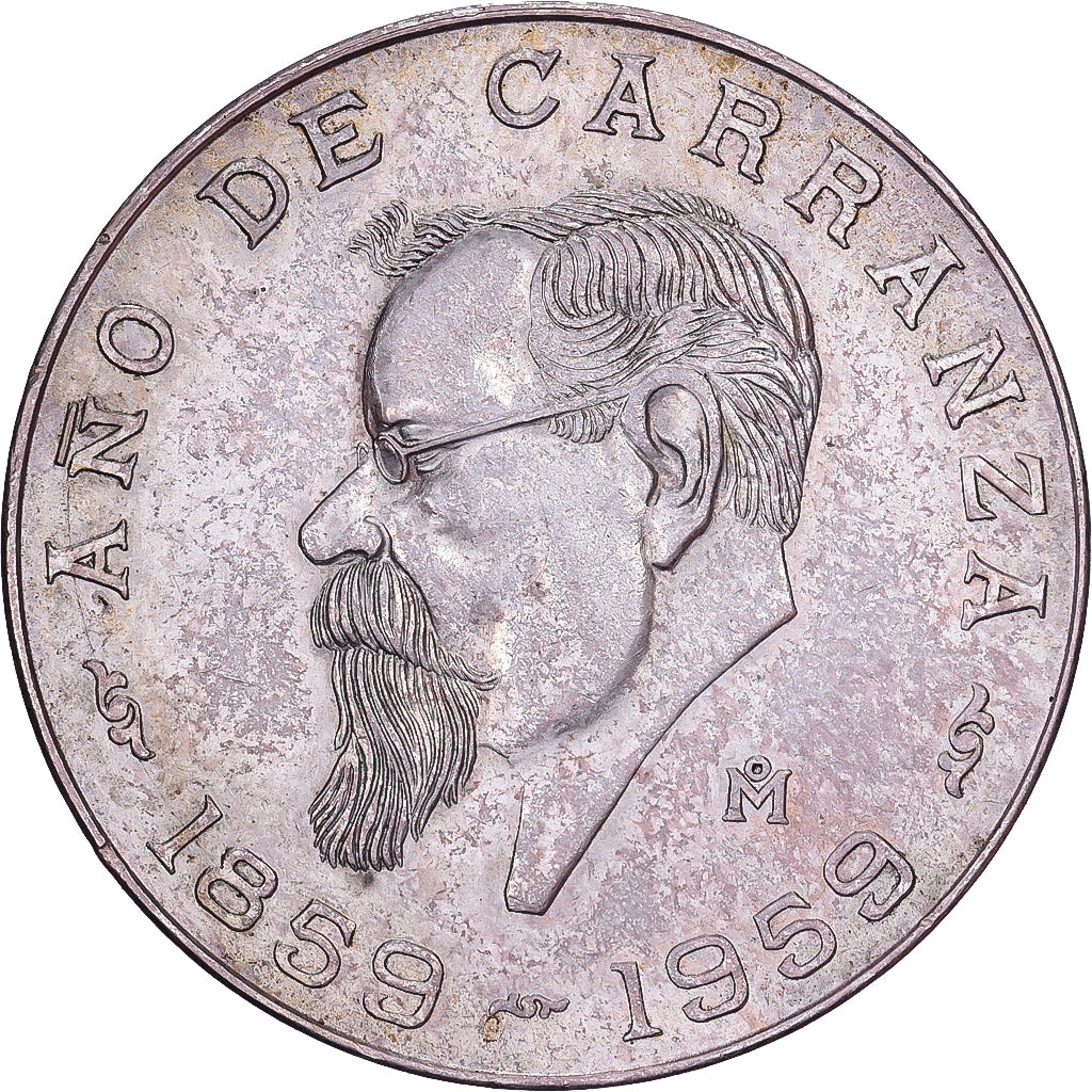 Mexique, 5 Pesos, Carranza, 1959, Mexico City, Argent, SUP+, KM:471